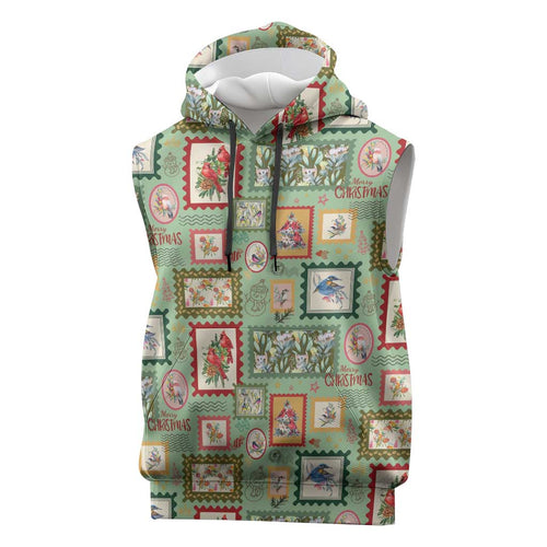 Aussie Birds Christmas La La Land Sleeveless Hoodie Green Vintage Stamp Edition - Aussie Hoodie