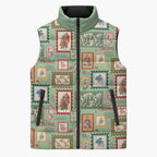 Aussie Birds Christmas La La Land Sleeveless Puffer Jacket Green Vintage Stamp Edition - Aussie Hoodie