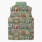 Aussie Birds Christmas La La Land Sleeveless Puffer Jacket Green Vintage Stamp Edition - Aussie Hoodie