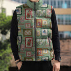 Aussie Birds Christmas La La Land Sleeveless Puffer Jacket Green Vintage Stamp Edition - Aussie Hoodie