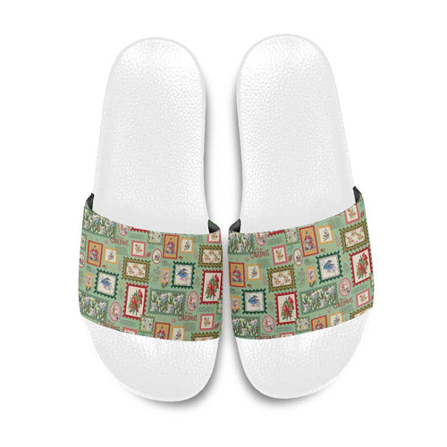 Aussie Birds Christmas La La Land Slide Sandals Green Vintage Stamp Edition - Aussie Hoodie