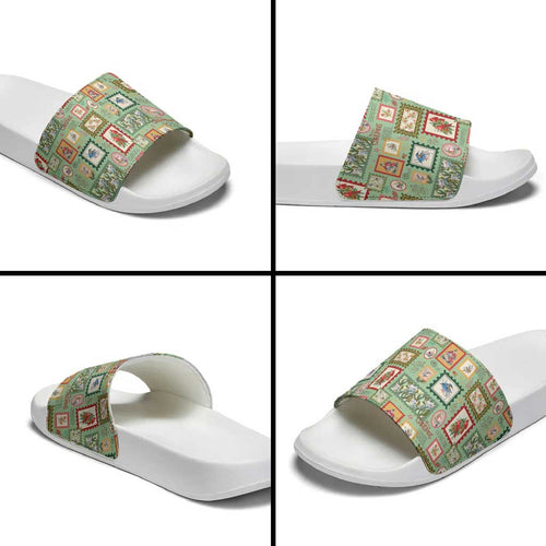Aussie Birds Christmas La La Land Slide Sandals Green Vintage Stamp Edition - Aussie Hoodie