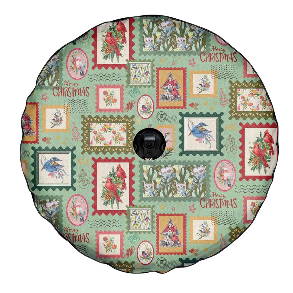 Aussie Birds Christmas La La Land Spare Tire Cover Green Vintage Stamp Edition - Aussie Hoodie