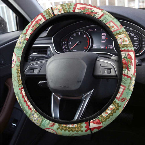 Aussie Birds Christmas La La Land Steering Wheel Cover Green Vintage Stamp Edition - Aussie Hoodie