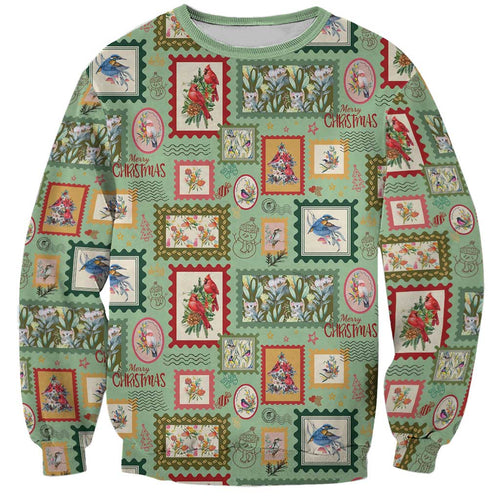 Aussie Birds Christmas La La Land Sweatshirt Green Vintage Stamp Edition - Aussie Hoodie