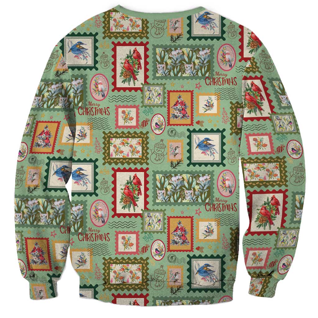 Aussie Birds Christmas La La Land Sweatshirt Green Vintage Stamp Edition - Aussie Hoodie