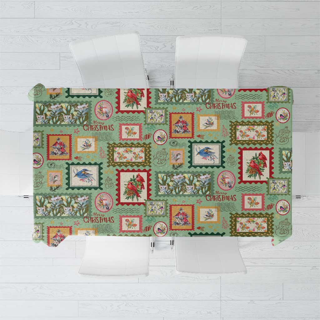 Aussie Birds Christmas La La Land Tablecloth Green Vintage Stamp Edition - Aussie Hoodie