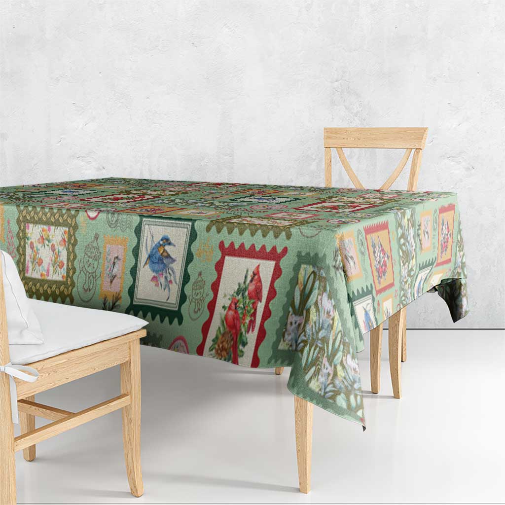 Aussie Birds Christmas La La Land Tablecloth Green Vintage Stamp Edition - Aussie Hoodie