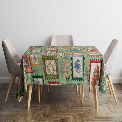 Aussie Birds Christmas La La Land Tablecloth Green Vintage Stamp Edition - Aussie Hoodie
