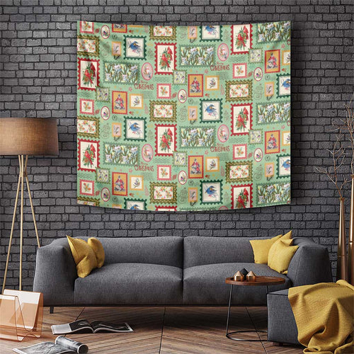 Aussie Birds Christmas La La Land Tapestry Green Vintage Stamp Edition - Aussie Hoodie