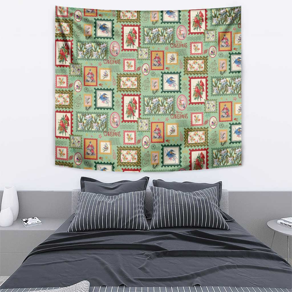 Aussie Birds Christmas La La Land Tapestry Green Vintage Stamp Edition - Aussie Hoodie