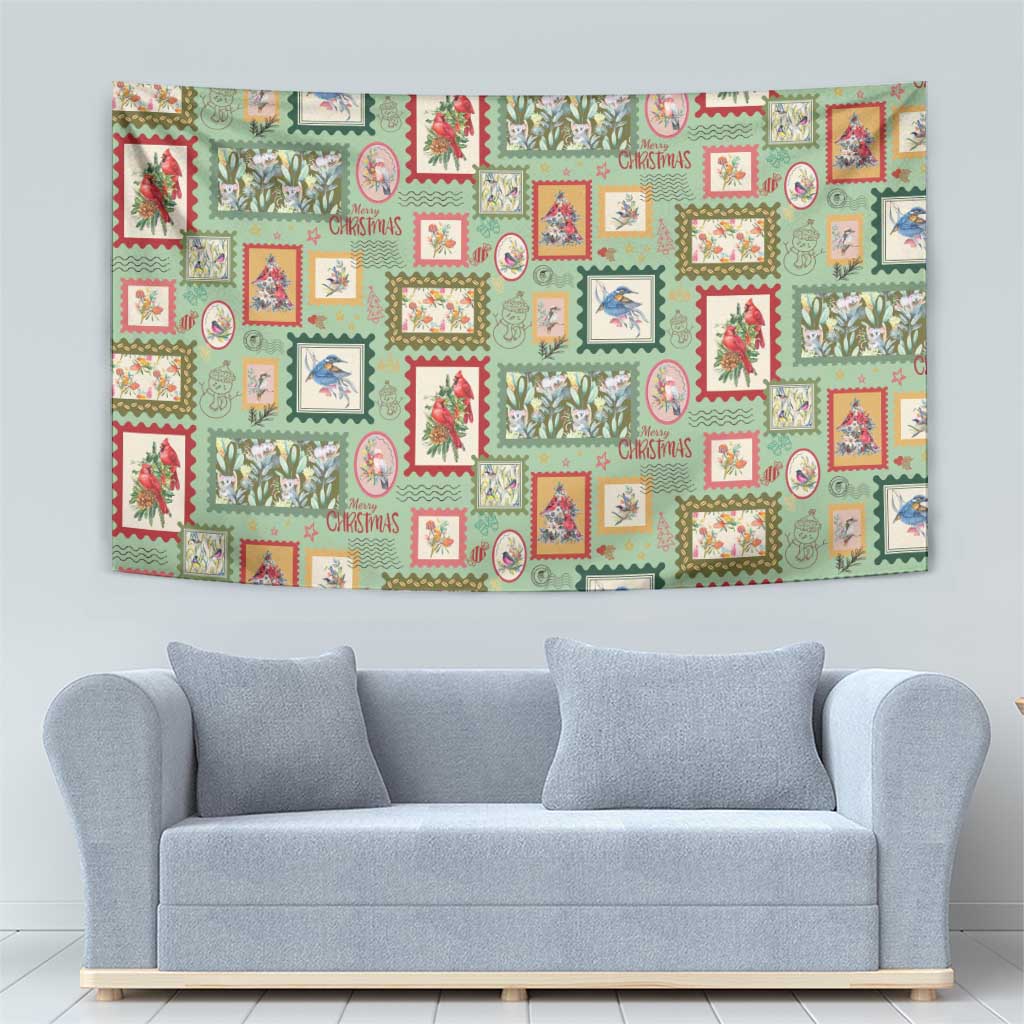 Aussie Birds Christmas La La Land Tapestry Green Vintage Stamp Edition - Aussie Hoodie