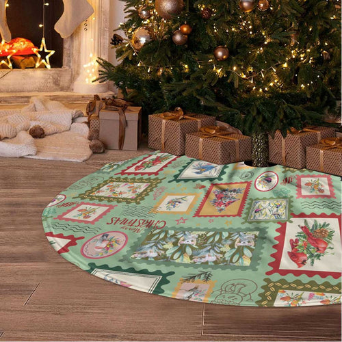 Aussie Birds Christmas La La Land Tree Skirt Green Vintage Stamp Edition - Aussie Hoodie