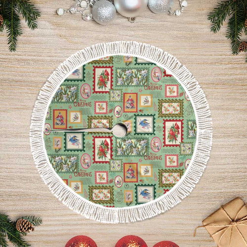 Aussie Birds Christmas La La Land Tree Skirt Green Vintage Stamp Edition - Aussie Hoodie