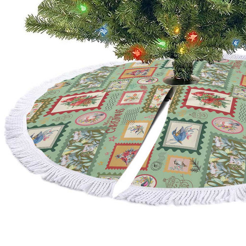 Aussie Birds Christmas La La Land Tree Skirt Green Vintage Stamp Edition - Aussie Hoodie