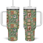 Aussie Birds Christmas La La Land Tumbler With Handle Green Vintage Stamp Edition - Aussie Hoodie