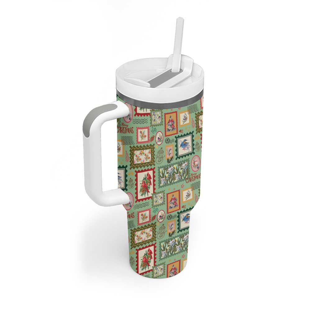 Aussie Birds Christmas La La Land Tumbler With Handle Green Vintage Stamp Edition - Aussie Hoodie