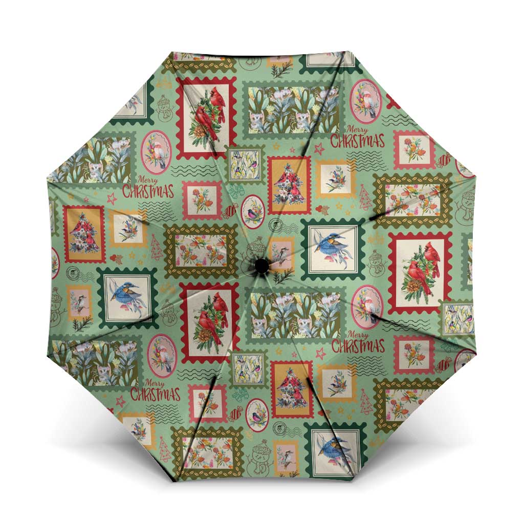 Aussie Birds Christmas La La Land Umbrella Green Vintage Stamp Edition - Aussie Hoodie