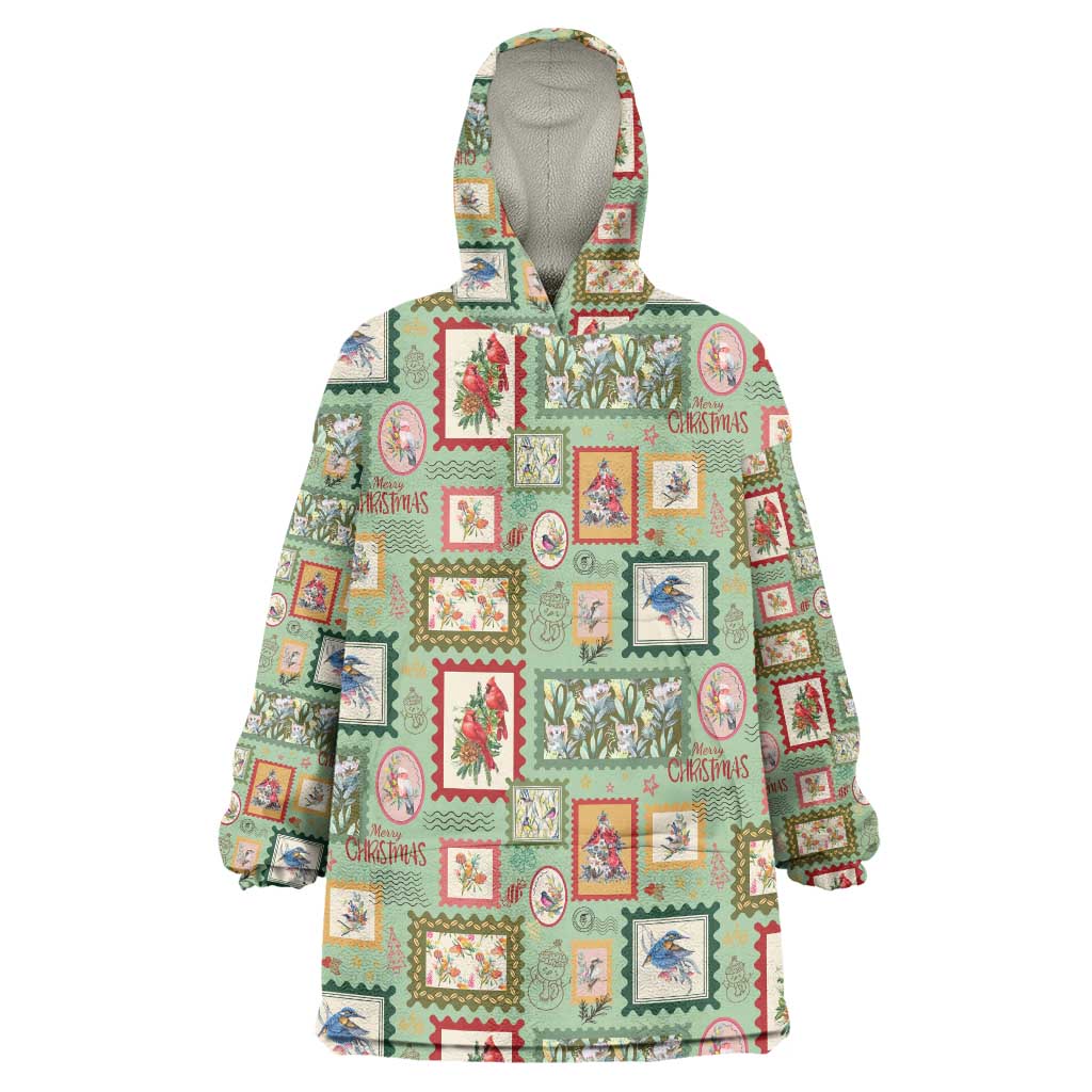 Aussie Birds Christmas La La Land Wearable Blanket Hoodie Green Vintage Stamp Edition - Aussie Hoodie