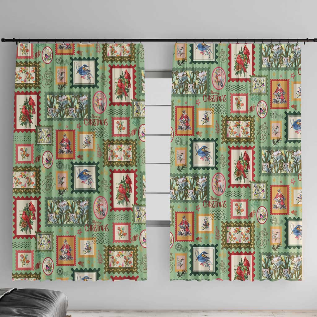 Aussie Birds Christmas La La Land Window Curtain Green Vintage Stamp Edition - Aussie Hoodie