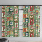 Aussie Birds Christmas La La Land Window Curtain Green Vintage Stamp Edition - Aussie Hoodie