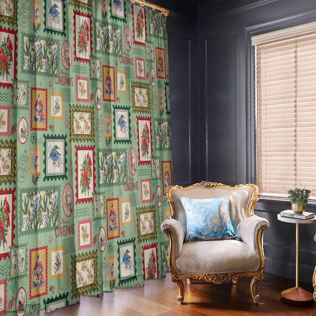 Aussie Birds Christmas La La Land Window Curtain Green Vintage Stamp Edition - Aussie Hoodie