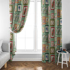 Aussie Birds Christmas La La Land Window Curtain Green Vintage Stamp Edition - Aussie Hoodie