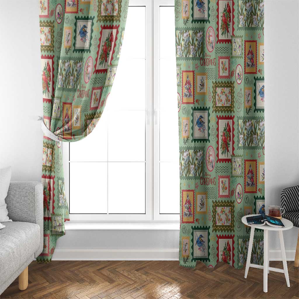 Aussie Birds Christmas La La Land Window Curtain Green Vintage Stamp Edition - Aussie Hoodie