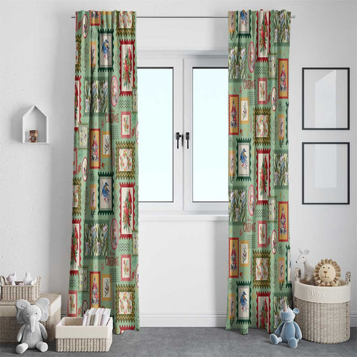 Aussie Birds Christmas La La Land Window Curtain Green Vintage Stamp Edition - Aussie Hoodie
