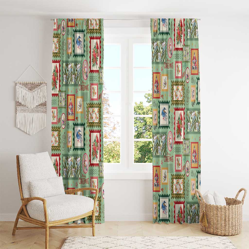 Aussie Birds Christmas La La Land Window Curtain Green Vintage Stamp Edition - Aussie Hoodie