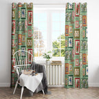 Aussie Birds Christmas La La Land Window Curtain Green Vintage Stamp Edition - Aussie Hoodie