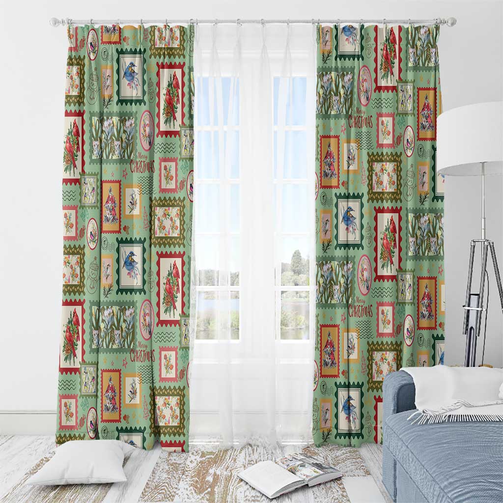 Aussie Birds Christmas La La Land Window Curtain Green Vintage Stamp Edition - Aussie Hoodie