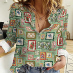 Aussie Birds Christmas La La Land Women Casual Shirt Green Vintage Stamp Edition - Aussie Hoodie