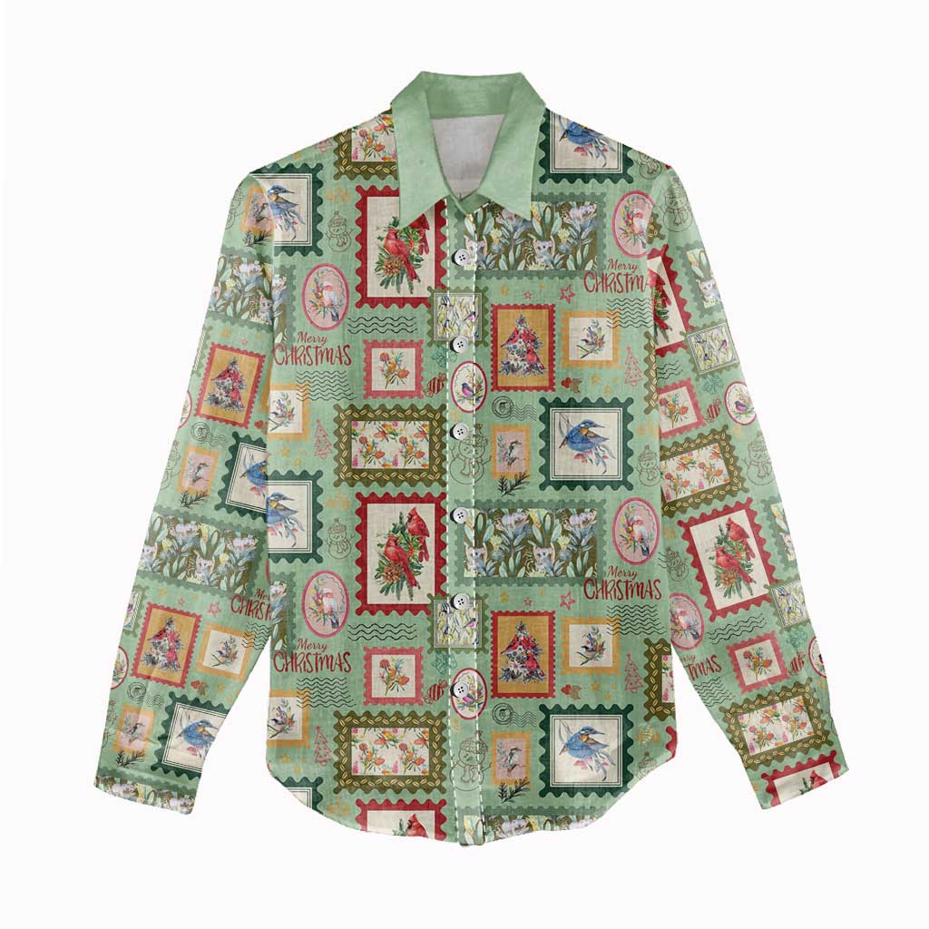 Aussie Birds Christmas La La Land Women Casual Shirt Green Vintage Stamp Edition - Aussie Hoodie