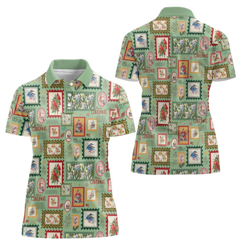 Aussie Birds Christmas La La Land Women Polo Shirt Green Vintage Stamp Edition - Aussie Hoodie