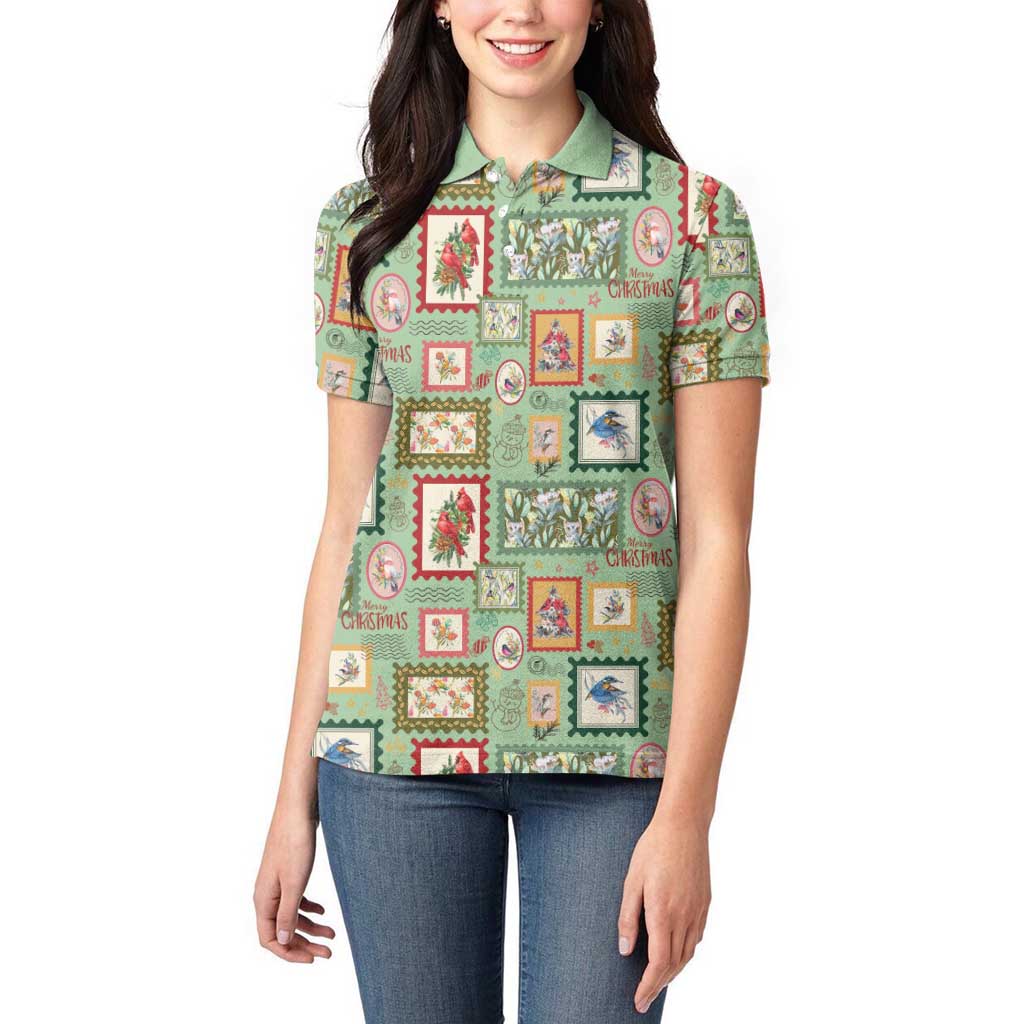 Aussie Birds Christmas La La Land Women Polo Shirt Green Vintage Stamp Edition - Aussie Hoodie