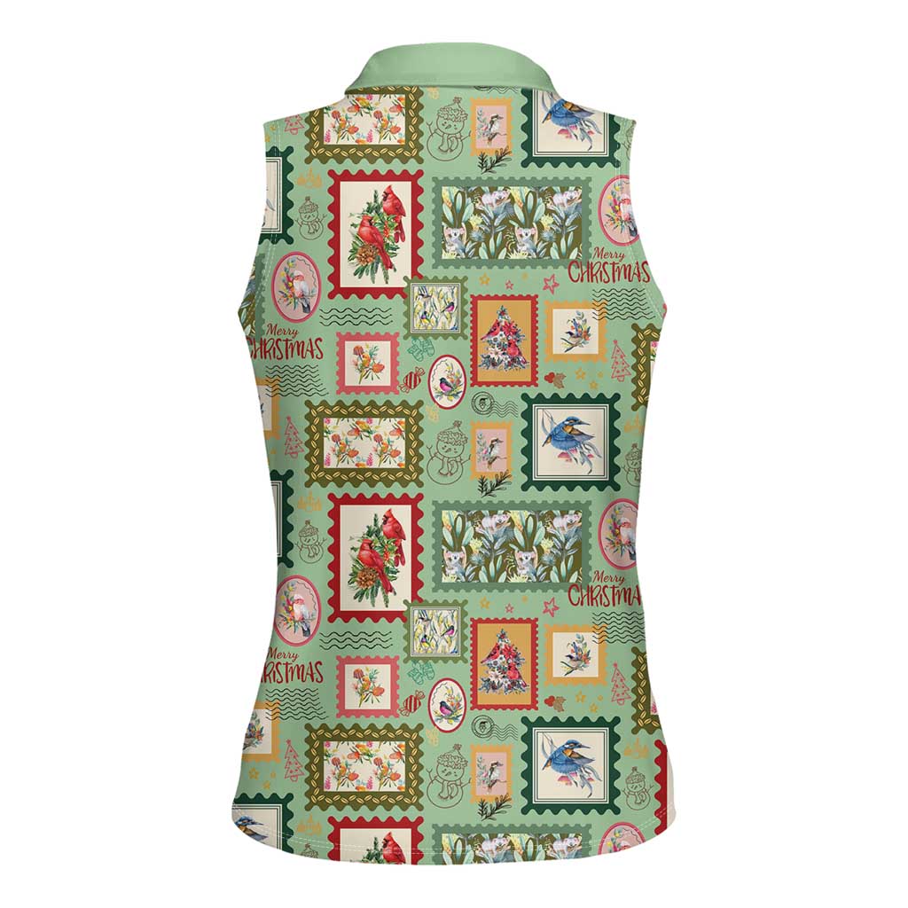 Aussie Birds Christmas La La Land Women Sleeveless Polo Shirt Green Vintage Stamp Edition - Aussie Hoodie