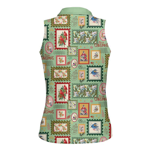 Aussie Birds Christmas La La Land Women Sleeveless Polo Shirt Green Vintage Stamp Edition - Aussie Hoodie