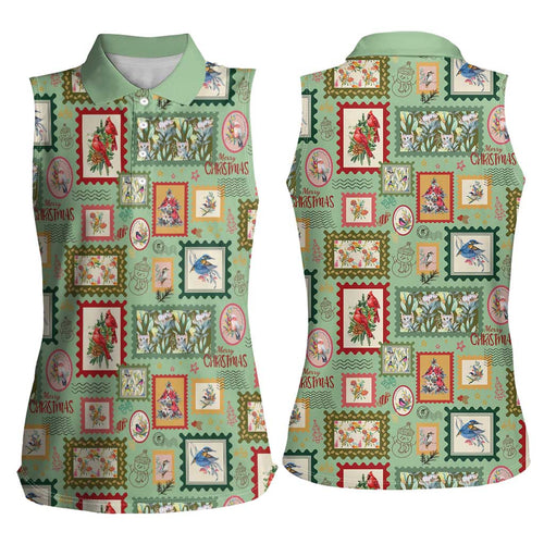 Aussie Birds Christmas La La Land Women Sleeveless Polo Shirt Green Vintage Stamp Edition - Aussie Hoodie
