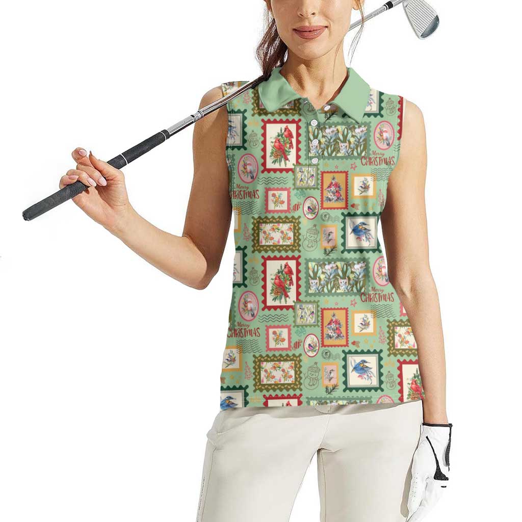 Aussie Birds Christmas La La Land Women Sleeveless Polo Shirt Green Vintage Stamp Edition - Aussie Hoodie
