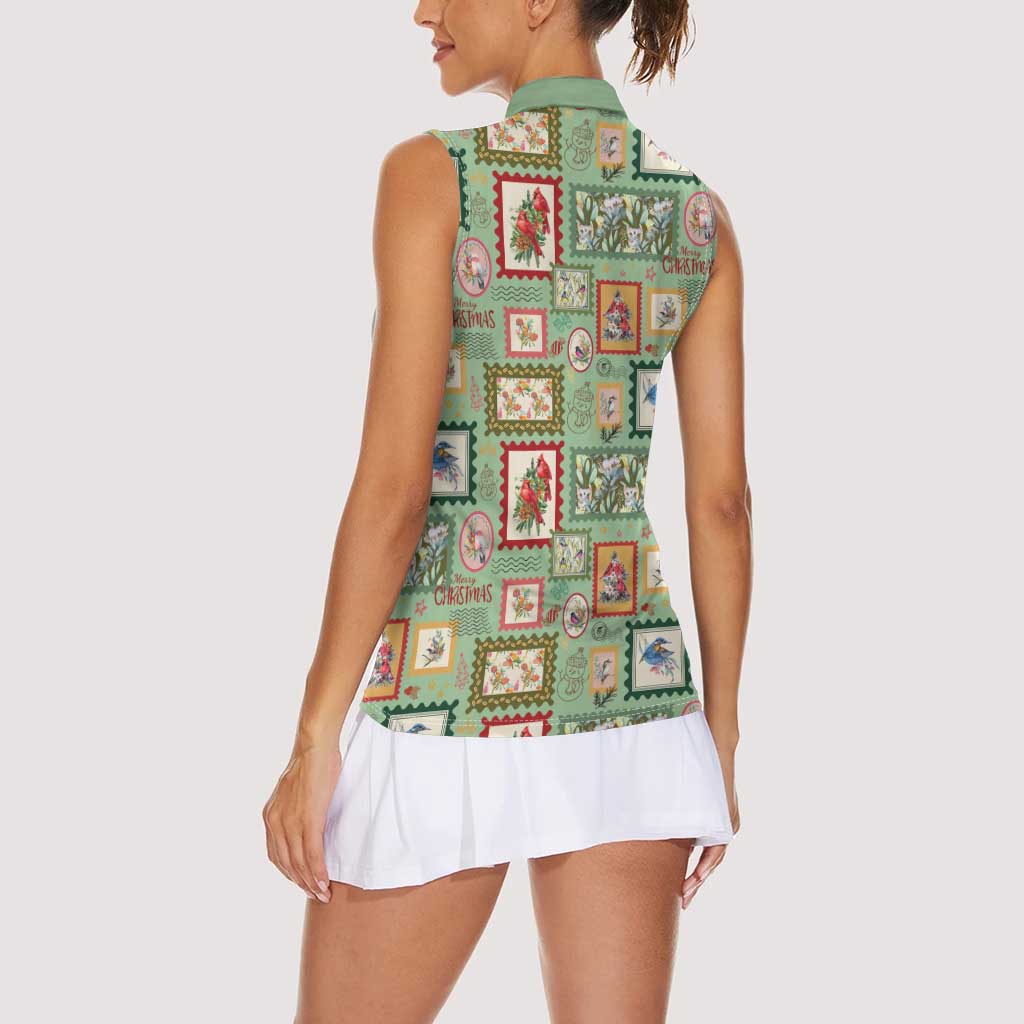 Aussie Birds Christmas La La Land Women Sleeveless Polo Shirt Green Vintage Stamp Edition - Aussie Hoodie