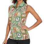 Aussie Birds Christmas La La Land Women Sleeveless Polo Shirt Green Vintage Stamp Edition - Aussie Hoodie