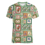 Aussie Birds Christmas La La Land Women V-Neck T-Shirt Green Vintage Stamp Edition - Aussie Hoodie