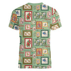 Aussie Birds Christmas La La Land Women V-Neck T-Shirt Green Vintage Stamp Edition - Aussie Hoodie