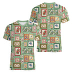 Aussie Birds Christmas La La Land Women V-Neck T-Shirt Green Vintage Stamp Edition - Aussie Hoodie