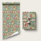 Aussie Birds Christmas La La Land Wrapping Paper Green Vintage Stamp Edition - Aussie Hoodie