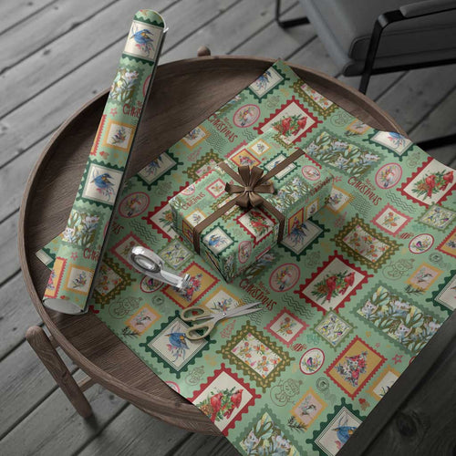 Aussie Birds Christmas La La Land Wrapping Paper Green Vintage Stamp Edition - Aussie Hoodie
