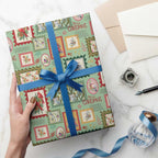 Aussie Birds Christmas La La Land Wrapping Paper Green Vintage Stamp Edition - Aussie Hoodie