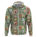 Aussie Birds Christmas La La Land Zip Hoodie Green Vintage Stamp Edition - Aussie Hoodie