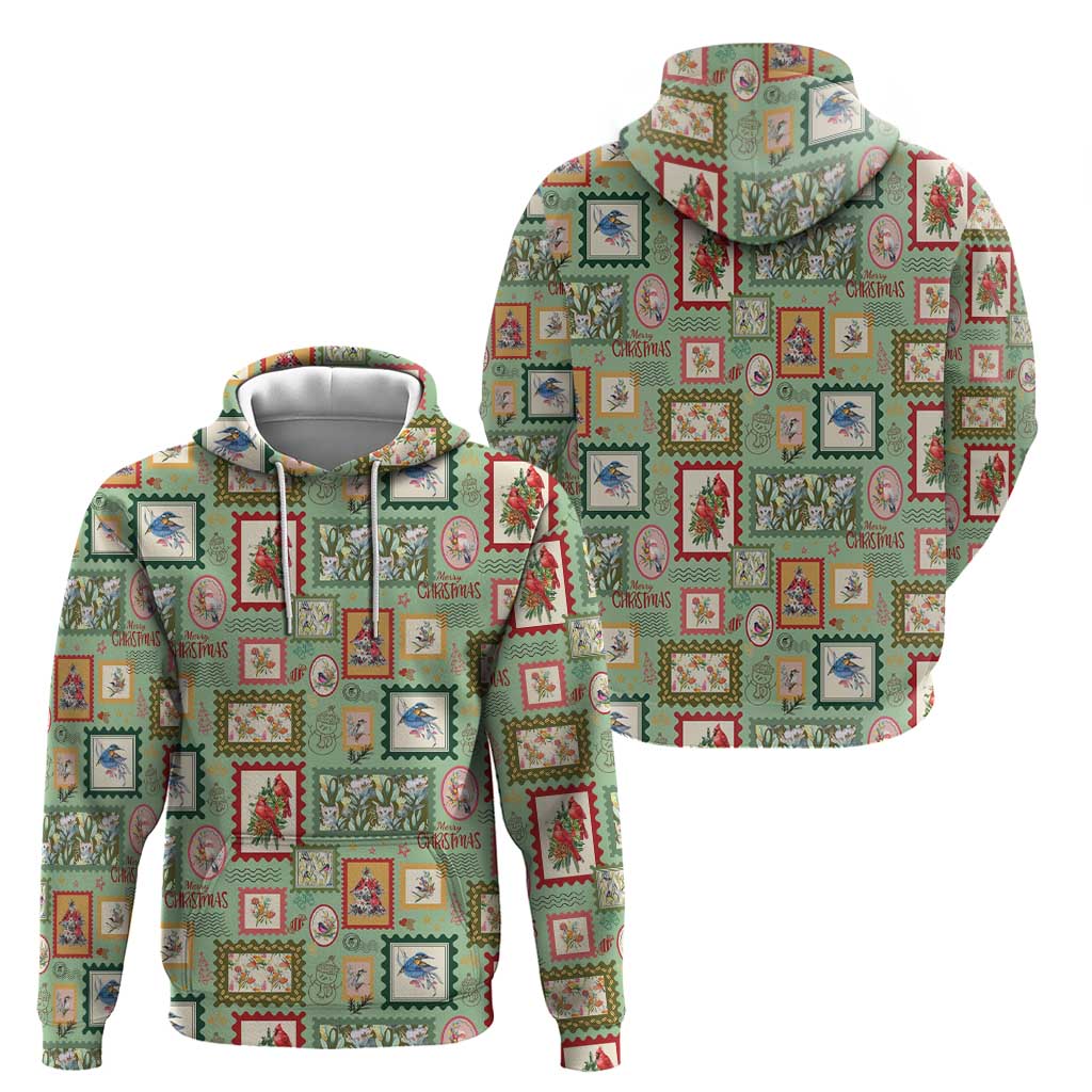 Aussie Birds Christmas La La Land Zip Hoodie Green Vintage Stamp Edition - Aussie Hoodie